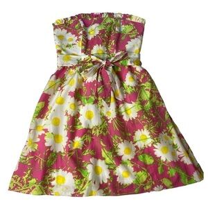 Lilly Pulitzer Hotty Pink Floral Strapless Dress 0